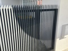 Vertical 65x16 slats on the angle with angled tops